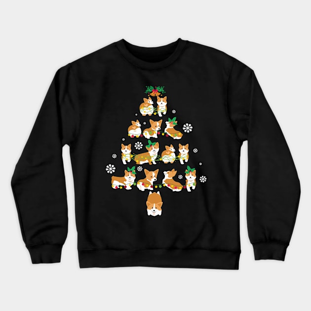 Snow Corgi Dogs Xmas Tree Merry Christmas Day Dog Dad Mom Crewneck Sweatshirt by Cowan79